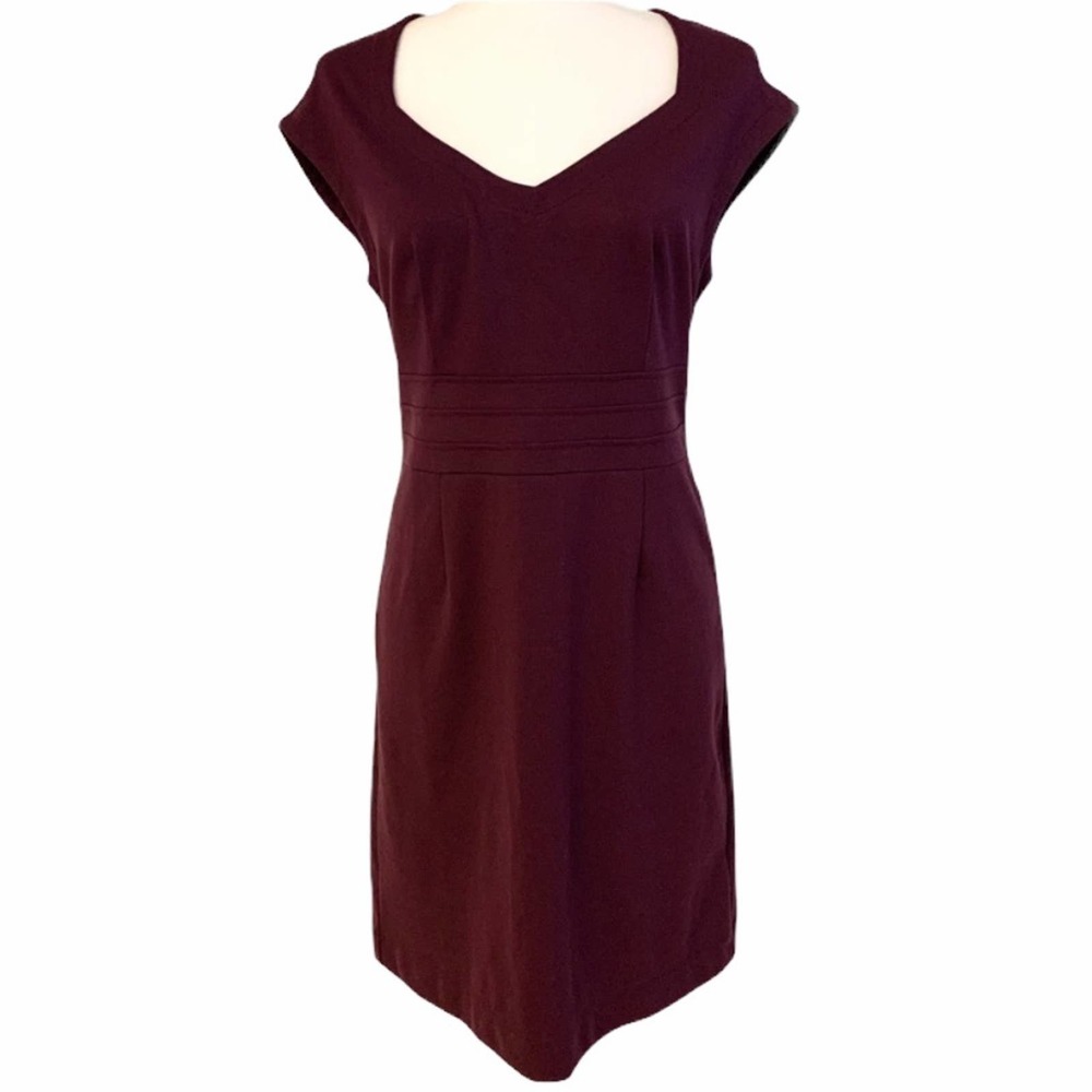 Banana Republic Sheath Dress Wine Size 6 Fitted Waist Short Sleeve